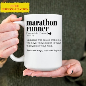 Best Marathon Runner Gift Mug For Women and Men, For Christmas, Birthday, Marathon Gift, A Personalized Custom Name Coffee Mug