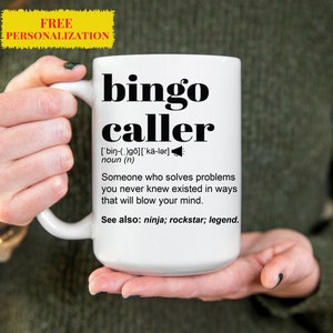 Funny BINGO CALLER Gift Mug l For Women and Men l Appreciation, Birthday, Christmas Gift l Personalized Custom Name Coffee Cup