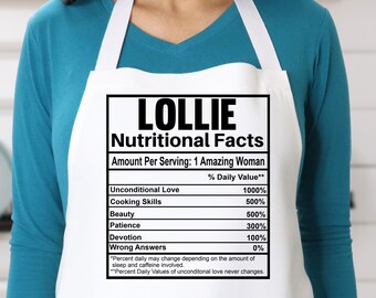 Lollie Apron with Pockets Grandma Apron for Cooking Baking BBQ Funny Apron for Mothers Day Gift for Grandmother Kitchen Apron for Women