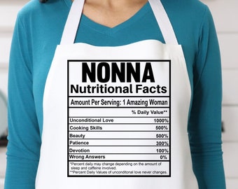 Nonna Apron with Pockets Grandma Apron for Cooking Baking BBQ Funny Apron for Mothers Day Gift for Grandmother Kitchen Apron for Women