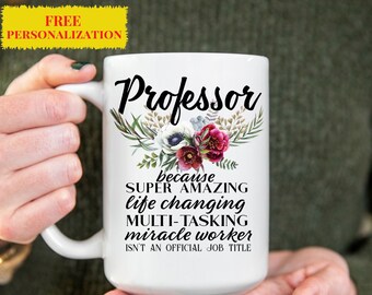 Regalo personalizzato per professore per donne l Pensionamento, Grazie, Apprezzamento, Compleanno, Regalo di Natale l Tazza da caffè con nome personalizzato