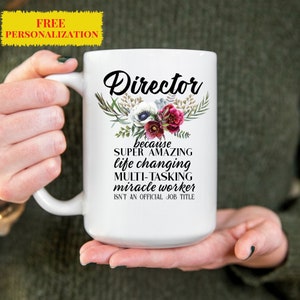 Personalized Director Gift for Women l Graduation, Thank You, Appreciation, Birthday, Christmas Present l Custom Name Floral Cup