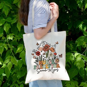 Nursing Preceptor Custom Tote Bag, Personalized Nurse Preceptor Gift, Thank You Canvas Bag NP Eco Bag Reusable Gift for Her Cute Nurse Bag