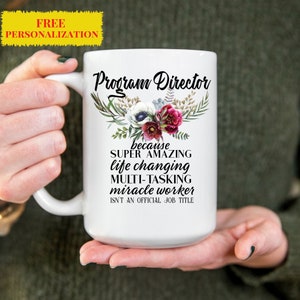 Regalo personalizado para directora de programa para mujeres | Regalos para maestras, oficina | Agradecimiento, reconocimiento, cumpleaños, Navidad | Taza con nombre personalizado