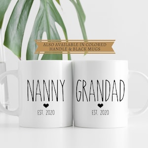 Personalized Nanny and Grandad Mug Set: Custom Grandparents Gift