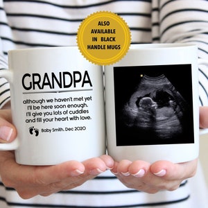 Gift for New Grandpa, Grandfather l Personalized Sonogram, Ultrasound Photo Mug l Pregnancy Reveal, Baby Announcement Present, Fathers Day