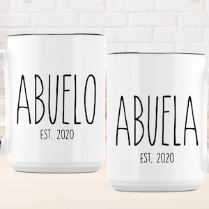 New Abuela, Abuelo Mug Set l Custom New Spanish Grandparents Gift l Promoted to Coffee Cup l Custom Name with Gift Wrapping Options