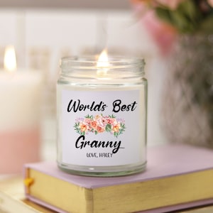 World&#39;s Best GRANNY Candle Gift for Her l Personalized Grandmother Birthday, Mother&#39;s Day, Christmas l Soy Scented Candle 9 oz