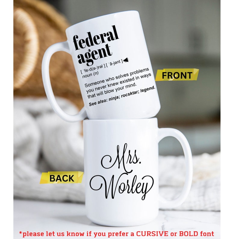 Funny FEDERAL AGENT Gift Mug for Men and Women l For Birthday, Appreciation, Thank You Gift, A Personalized Custom Name Coffee Mug image 4