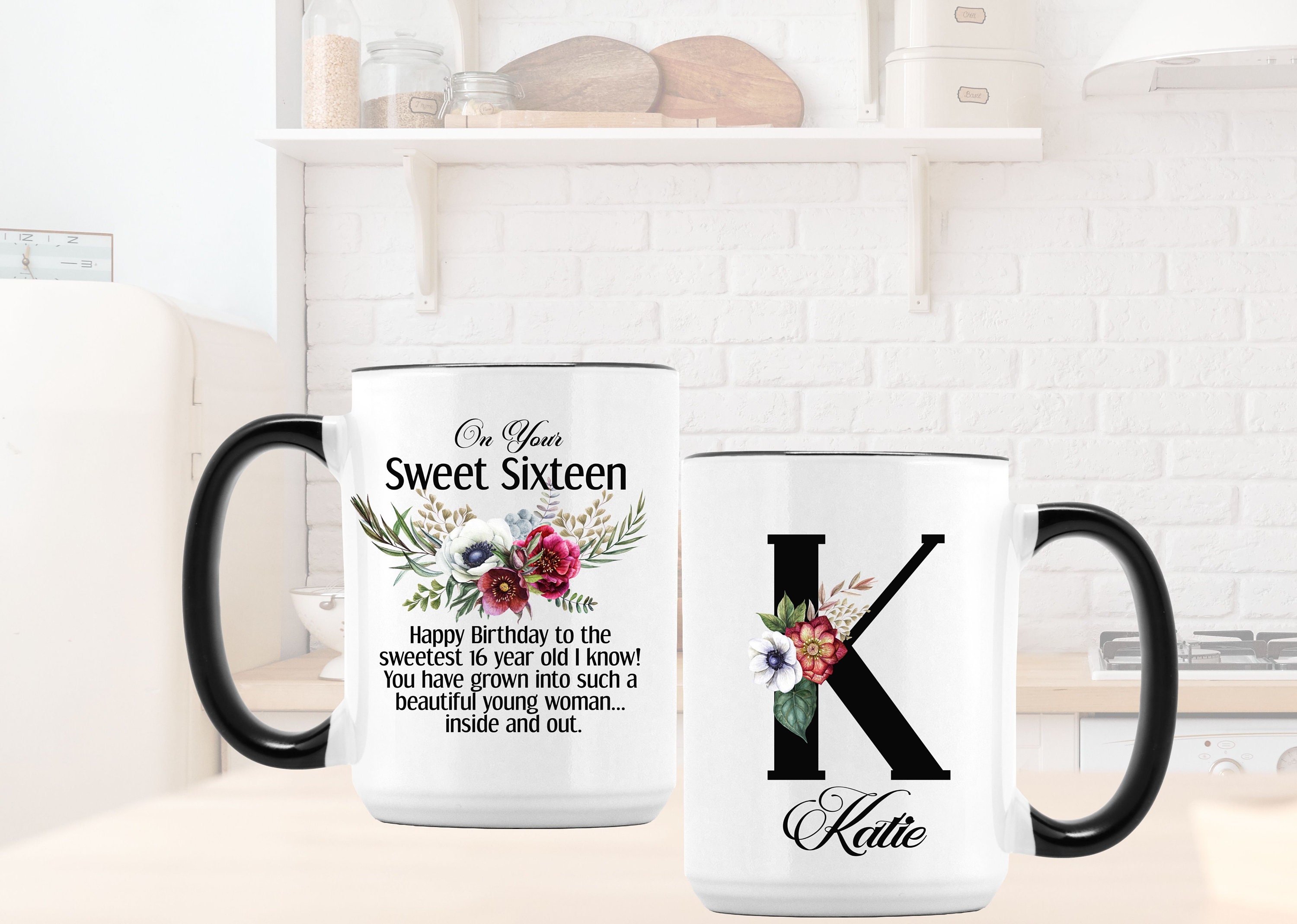 Tazza personalizzata - Regalo per il 16° compleanno - Sedicesimo e messaggio - Tazza e sottobicchiere personalizzati - Italia