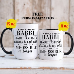 A Truly Great RABBI Gift for Women and Men l Appreciation, Birthday, Retirement Gift l Custom Name Coffee Mug