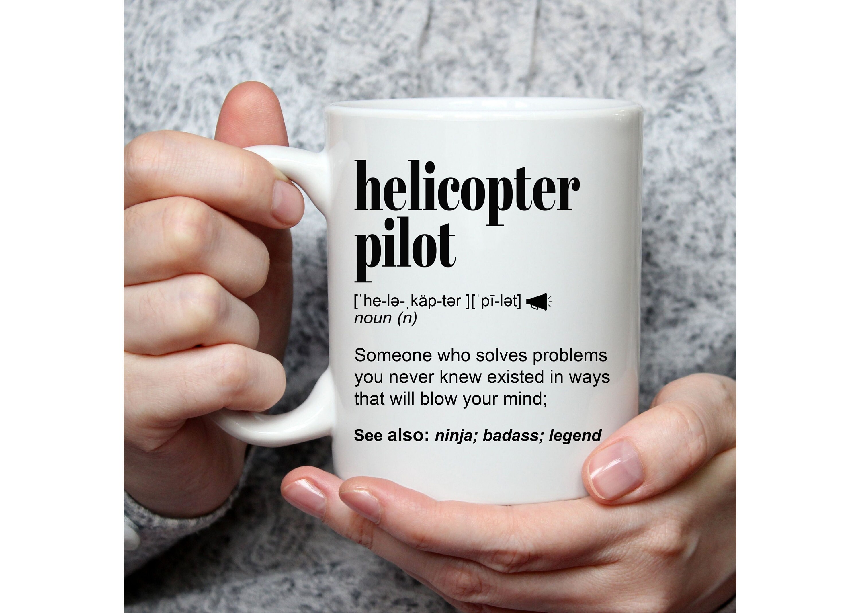 Printed Ceramic Coffee Tea Cup Gift 11oz mug Helicopter Pilot 