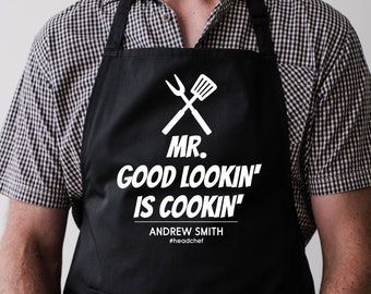 Personalized Men's Apron l Apron for Men l Funny Kitchen Apron for Him l Christmas, Birthday Gift for Dad, Husband, Host l Apron w/ Pockets