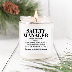 SAFETY MANAGER Gifts l Funny Candle Gift For Women and Men l Appreciation, Birthday, Christmas Gift l Hand Poured, Soy Scented Candle 9 oz