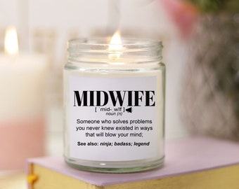 Hebamme Geschenke l Lustiges Kerzengeschenk für Frauen und Männer l Wertschätzung, Geburtstag, Weihnachtsgeschenk l Hand gegossen, Sojaduftkerze 9 oz