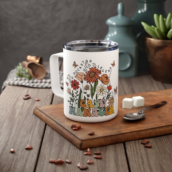 Case Manager Gift Nurse Case Manager Insulated Travel Mug Wildflowers for Women Social Worker Cup RN Case Manager Gifts Case Management Week