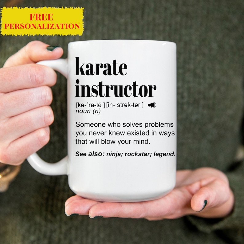 Karate Instructor-TeacherGift Mug for Women and Men, For Birthday, Appreciation, Thank You Gift, A Personalized Custom Name Coffee Mug image 1