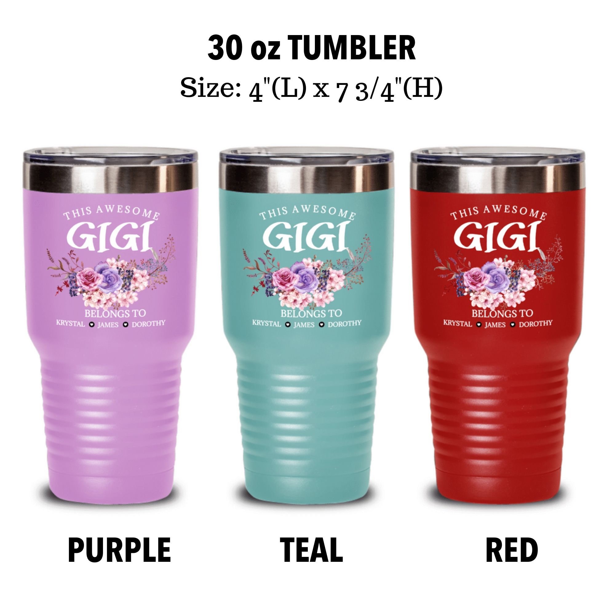 Best Gigi Gift Tumbler Floral L Laser Imprinted Grandchildren Names 