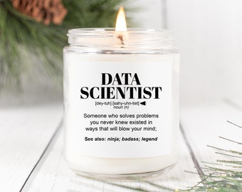 Regalos para CIENTÍFICO DE DATOS l Vela divertida para hombres y mujeres l Regalo de agradecimiento, cumpleaños y Navidad l Vela perfumada con soja vertida a mano de 254 ml