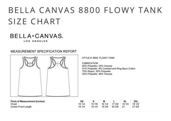 Bella Canvas Flowy Tank Size Chart