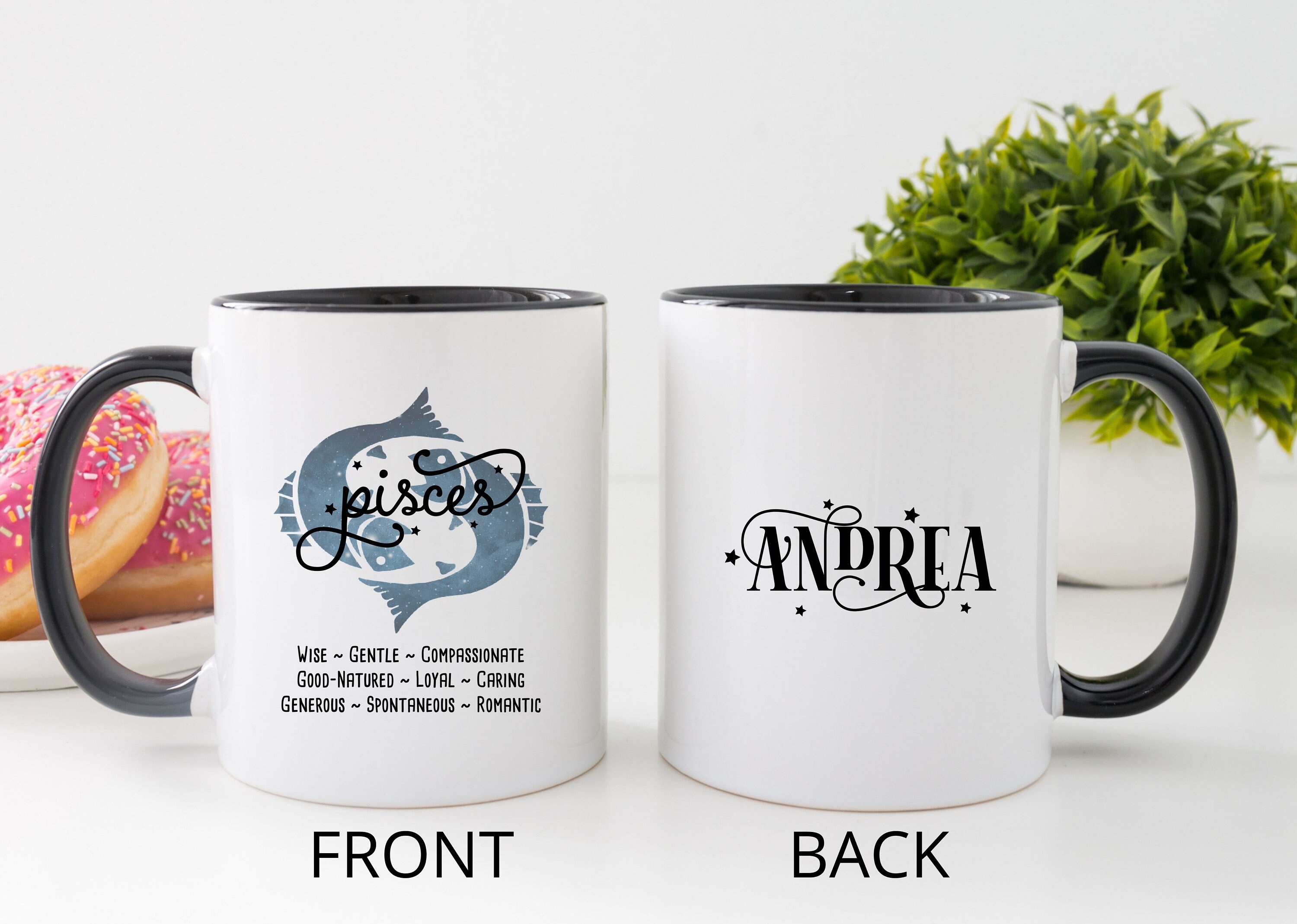 Tazza Personalizzata Pesci Zodiacali 425 Ml - Con Nome E Messaggio A Scelta, Regalo Unico UniGift - 2