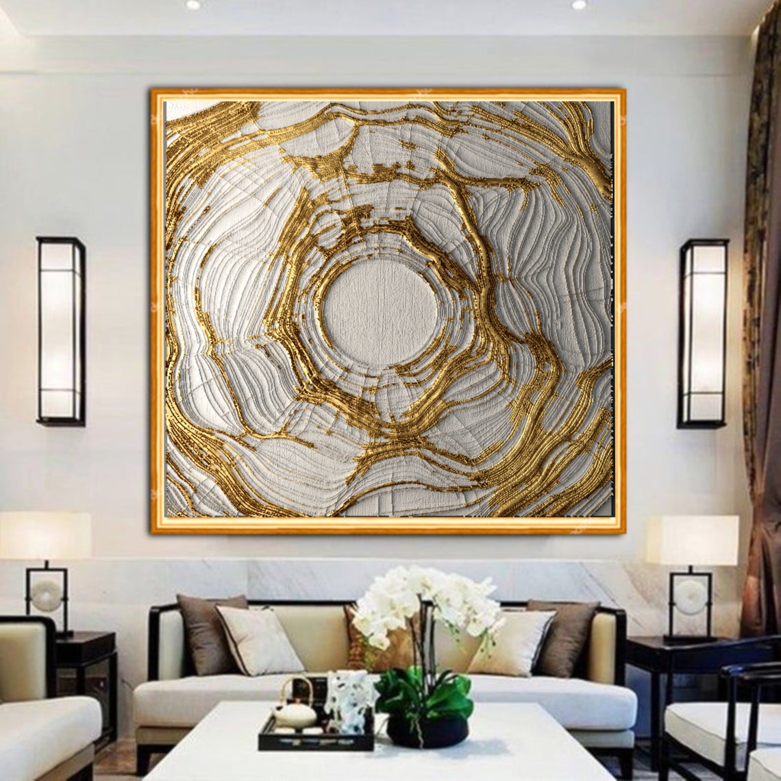 Luxury Abstract Black and Gold Fluid Art Painting Wall Art Etsy