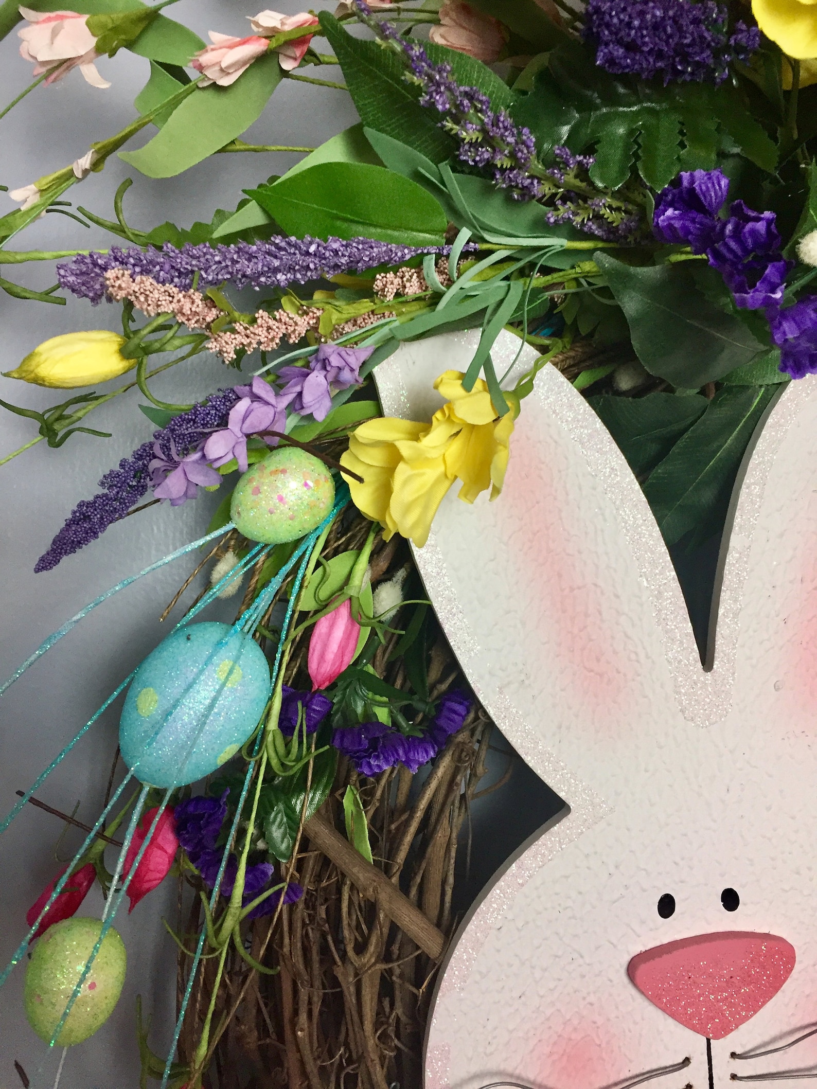 Easter Grapevine Wreath Bunny Rabbit Wreath Floral Easter Etsy