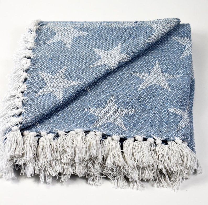 Soft Cotton Star Design Throws Blankets Size: 130cm X 150cm - Etsy UK