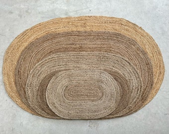 Oval Shaped 100% Jute Rugs in 6 sizes