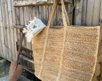 Large Natural Jute Bag, Log Or Laundry Basket Or Toy Storage Bag