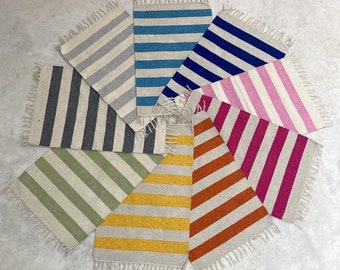 Colourful Nautical Large Stripe Rectangle Shaped Recycled Cotton Rug 60cm X 90cm