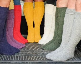 Alpaca Country Socks Knee High Turn Down 75% Alpaca Wool,cushion Sole, Long Thick, Shooting, Hiking, Climbing,