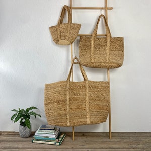 Natural Fibre  Jute Storage Or Shopping Bags In 3 Sizes