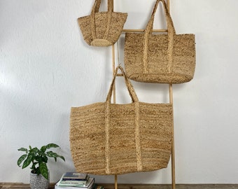 Natural Fibre  Jute Storage Or Shopping Bags In 3 Sizes