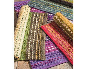 Rectangle Shaped Bright Textured Multi-coloured Recycled Cotton Chindi Rugs