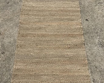 Natural, Sustainable 100% Jute Rug With Woven Sewn Ends, 135cm X 75cm