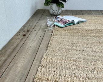 Natural, Sustainable 100% Jute Rug With Woven Sewn Ends 3 Sizes