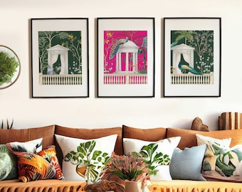 Indian Folk Art Set of 3. Traditional Vintage Art. Mughal Art Prints. Living Room Decor. Ethnic Patterns Wall Art. Instant Digital Download.