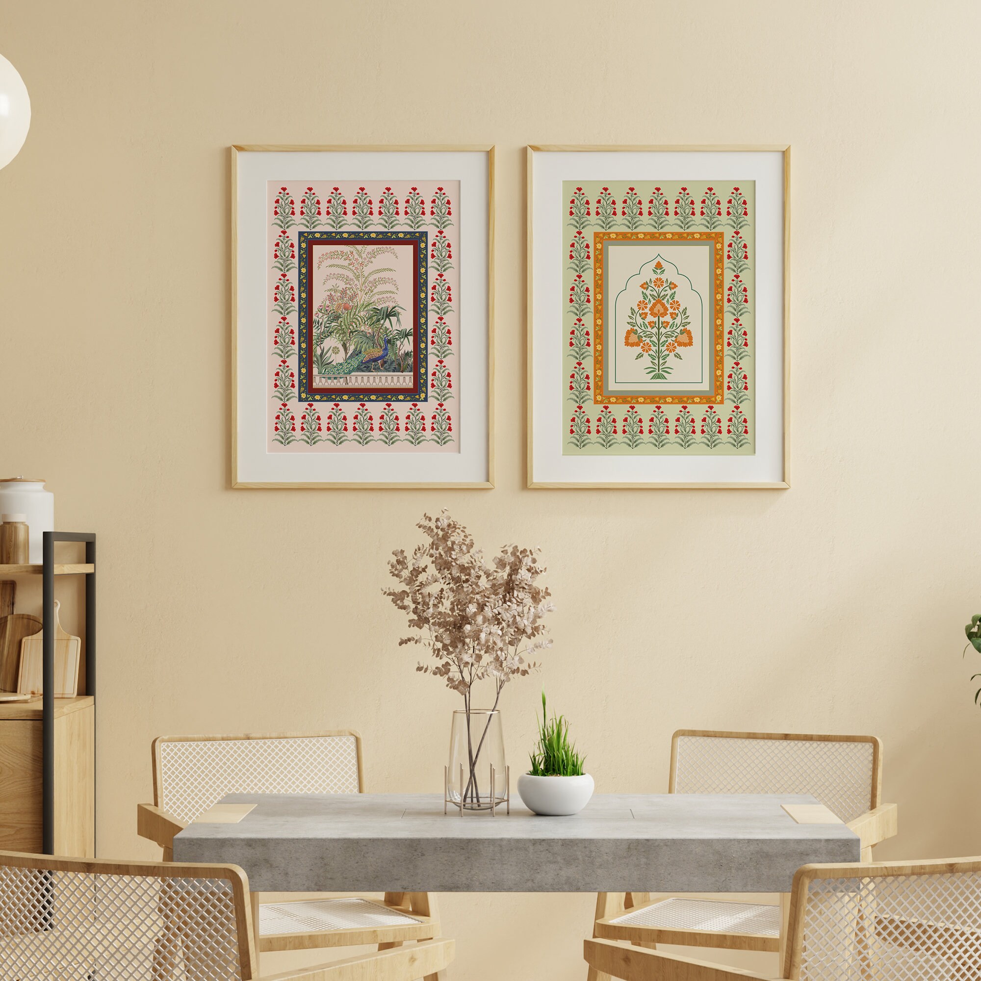 Indian Folk Art Print Set of 3. Traditional Vintage Art. Ethnic ...