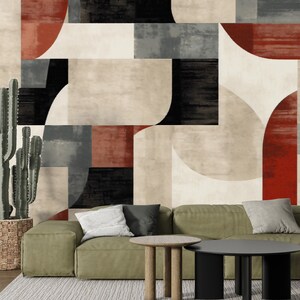 Geometrisches Thema Boho Peel and Stick Wallpaper. Dezente geometrische Muster Wandtapete. Einfach zu installieren.
