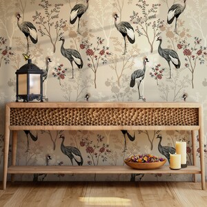 Wallpaper for Home Decor. Traditional Indian Floral Wall Mural. Removable Peel and Stick Green Wallpaper.