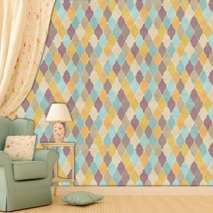 Geometrisches Thema Peel and Stick Wallpaper. Dezente geometrische Muster Wandtapete. Einfach zu installieren.