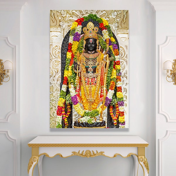 Shri Ram Lalla Ayodhya Statue Wall Art, Digital Print file for high resolution printing. Indian God Wall Art. Instant Digital Download.