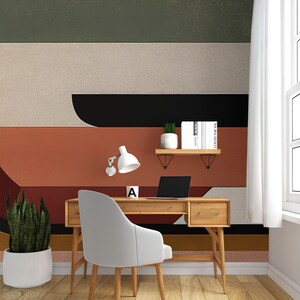 Geometrisches Thema Boho Peel and Stick Wallpaper. Dezente geometrische Muster Wandtapete. Einfach zu installieren.