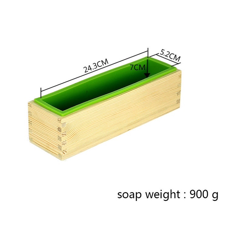 Rectangular Silicone Render Soap Mold with Wood Box and Transparent Vertical Acrylic Clapboard for Handmade Loaf Mould