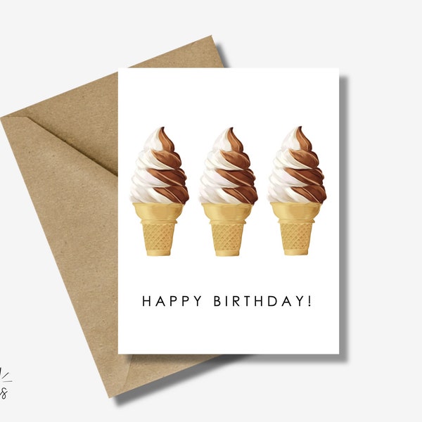 ice cream card birthday summer card, ice cream gift, foodie gift, ice lolly card, friendship card, for summer birthday, bright card