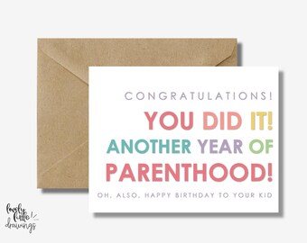 2nd Year of Parenting Card: Handmade Congratulations Card