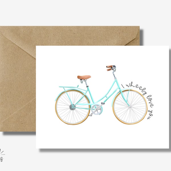 I Love you Bike Card, Cyclist Card, Anniversary, I love you Card for Girlfriend, Sweet Card Boyfriend, Valentines day card, Bike Adventure