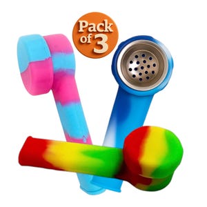 3-Pack Silicone Tobacco Pipes (random colors, pack of 3)