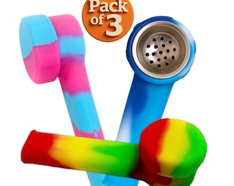 3-Pack Silicone Tobacco Pipes (random colors, pack of 3)